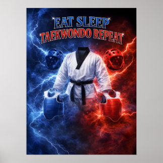 Affiche Énergie de coup de pied de feu de Taekwondo