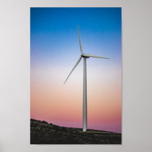 Affiche Énergie éolienne de la ferme à Dusk