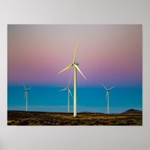Affiche Énergie éolienne de la ferme à Dusk Jigsaw Puzzle