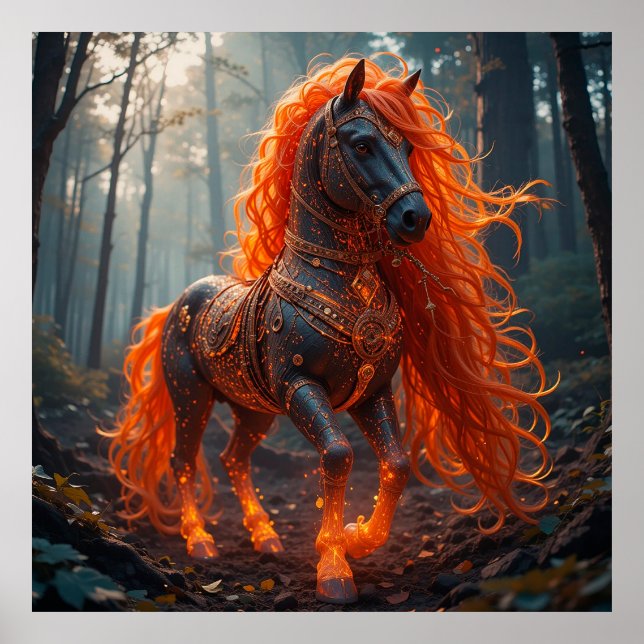 Affiche Énergie Fantastique de Cheval de Feu Crinière Flam (Devant)