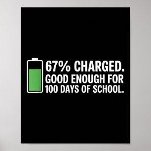 Affiche Énergie pour 100 jours d'école drôle enseignant 67