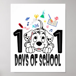 Affiche Enfant 100 Jours D'école Dalmatien Chiot 100ème Jo