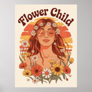 Affiche Enfant à fleurs