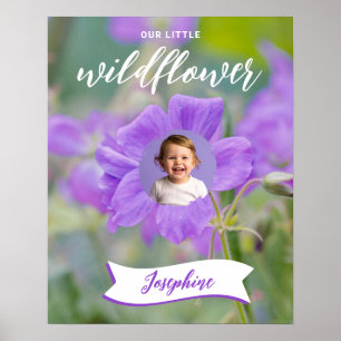 Affiche Enfant à la Fleur Sauvage Violette Photo et Nom Pe