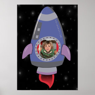Affiche Enfant à Rocket Ship Space Travel Room