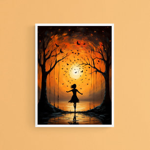 Affiche Enfant au coucher du soleil, Décor Serene Wall Art