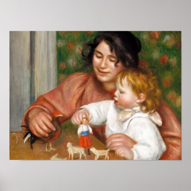 Affiche Enfant avec jouets peinture par Auguste Renoir (Devant)