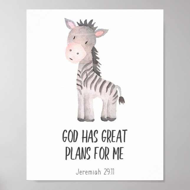 Affiche Enfant Bible Verse Nursery Décor Safari Animal (Devant)