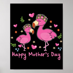 Affiche Enfant Bonne Fête des mères Flamant rose Oiseau Gr