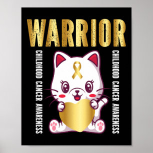 Affiche enfant cancer sensibilisation guerrier chat mignon