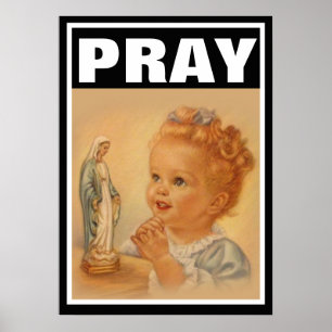 AFFICHE ENFANT CATHOLIQUE PRIER VIERGE MARIE PROLIFE
