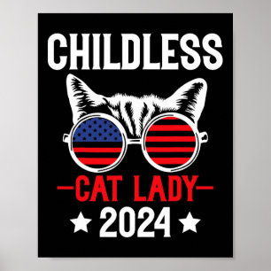 Affiche Enfant Chat Lady 2024 Élections politiques amusant