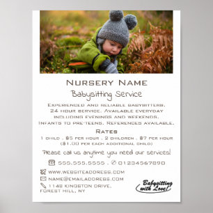 Affiche Enfant d'automne, Babysitter, Garderie, Nourriture