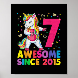 Affiche Enfant de 7 ans Unicorne Flossant 7e Anniversaire