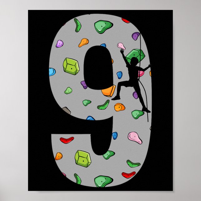 Affiche Enfant de 9 ans faisant de l'escalade pour son 9èm (Devant)