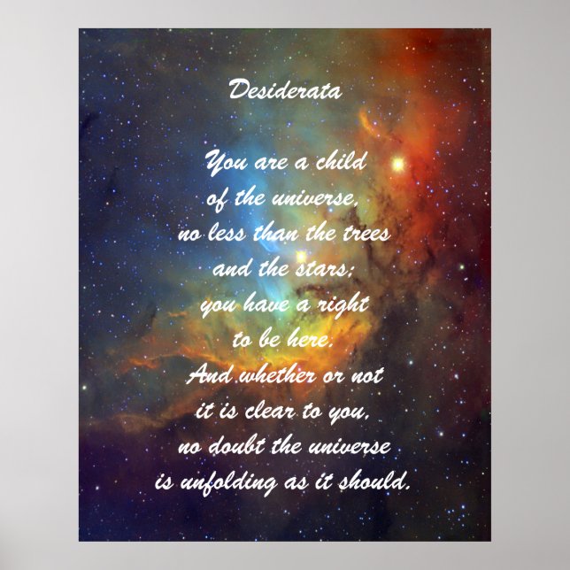 Affiche Enfant de Desiderata de l'univers (Devant)