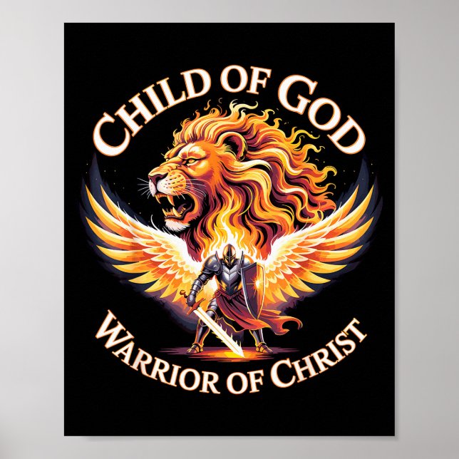 Affiche Enfant de Dieu Guerrier du Christ Lion Chrétien  (Devant)