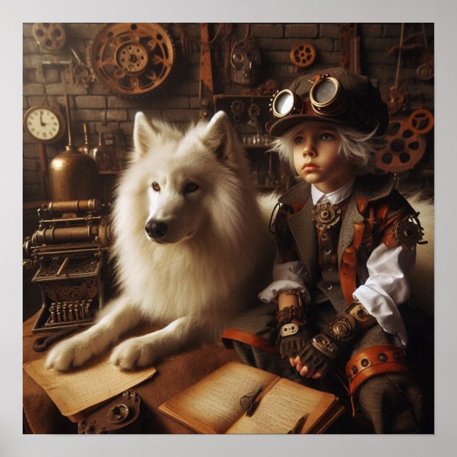 Affiche Enfant de la grotte Steampunk - Loup de compagnie  (Devant)