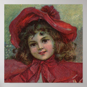 Affiche Enfant de Noël vintage avec une robe victorienne r
