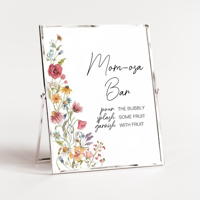 Affiche Enfant de printemps en fleur Baby shower Maman Osa (Boho Wildflower Baby Shower Mom Osa Bar Sign)