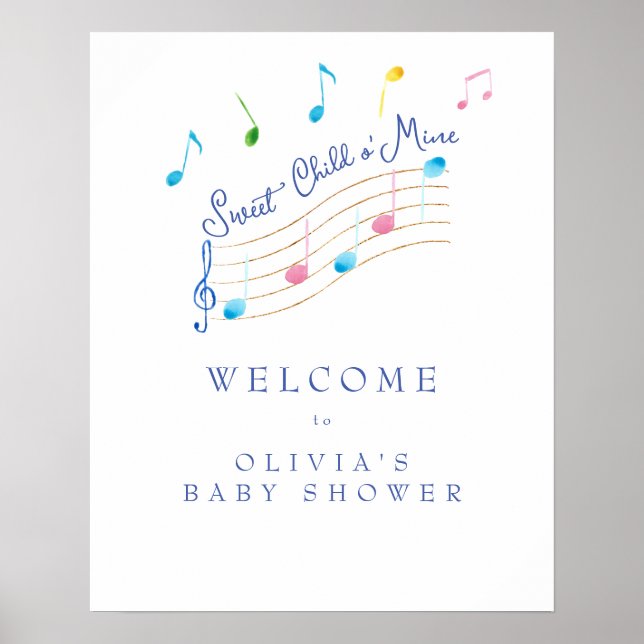 Affiche Enfant doux de mon Baby shower musical (Devant)