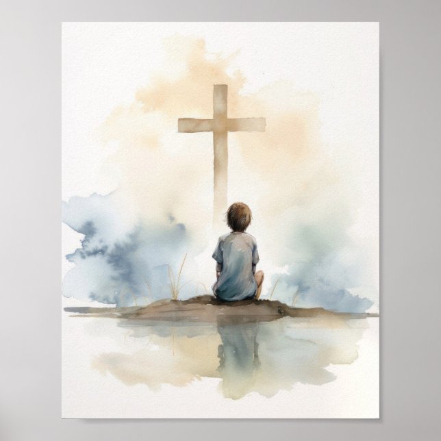 Affiche Enfant Du Seigneur Aquarelle Imprimer Minimaliste (Devant)