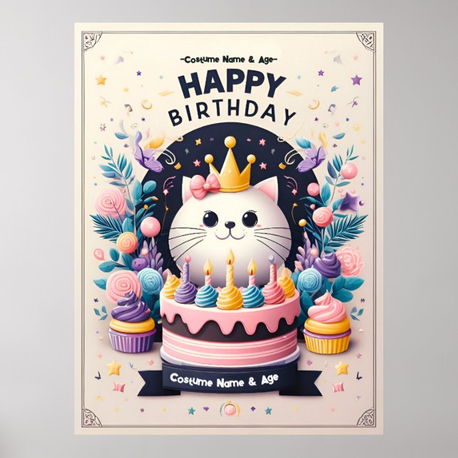 Affiche Enfant Fille anniversaire (Devant)