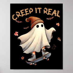 Affiche Enfant fille fantôme cool d'Halloween faisant du s