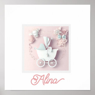 Affiche Enfant fille rose 3d Effet
