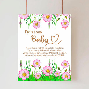 Affiche Enfant fleur sauvage en fleur baby shower jeu
