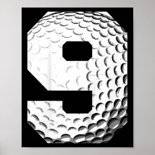 Affiche Enfant garçon 9 ans anniversaire golfeur golf 9 an