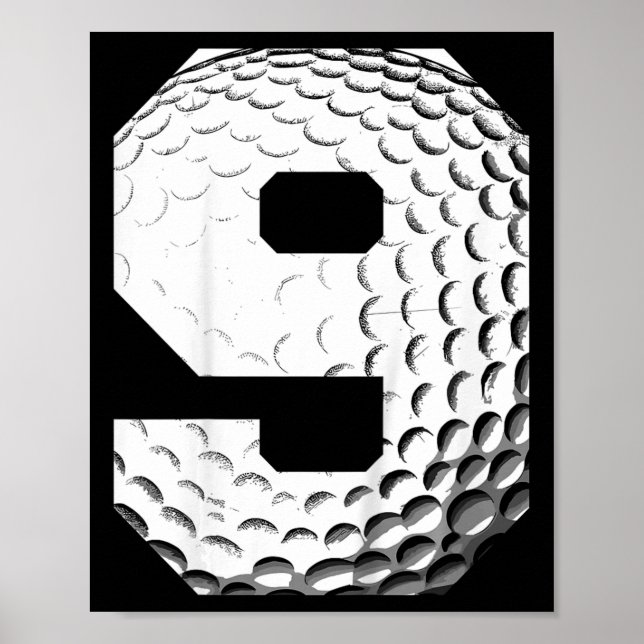 Affiche Enfant garçon 9 ans anniversaire golfeur golf 9 an (Devant)