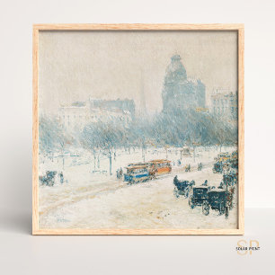 Affiche Enfant Hassam hiver en Union Carré peinture art