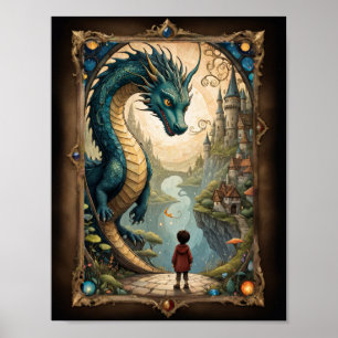 Affiche Enfant imaginaire et dragon