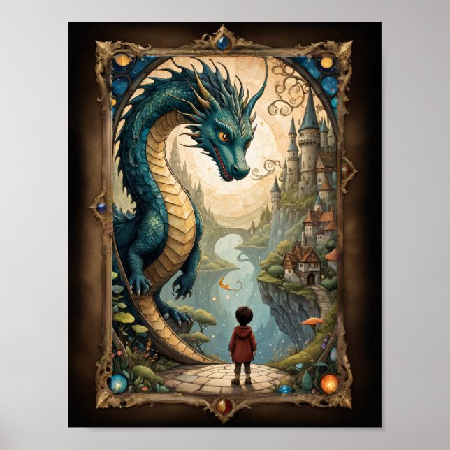 Affiche Enfant imaginaire et dragon (Devant)