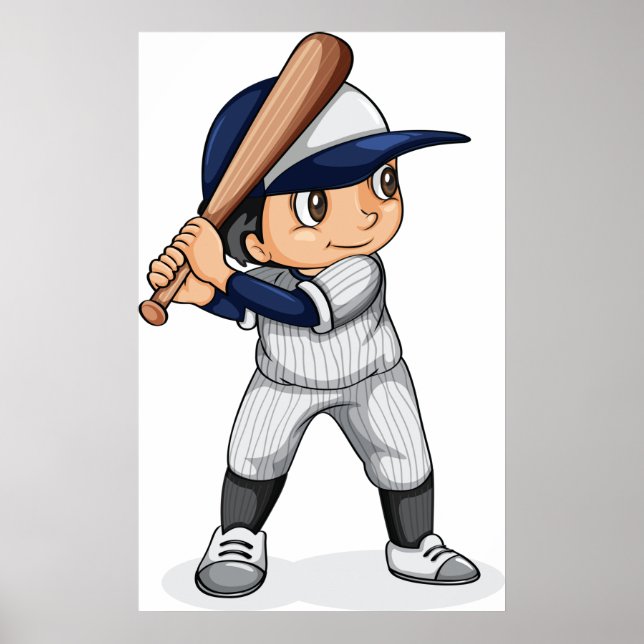 Affiche Enfant Jouant Au Baseball (Devant)