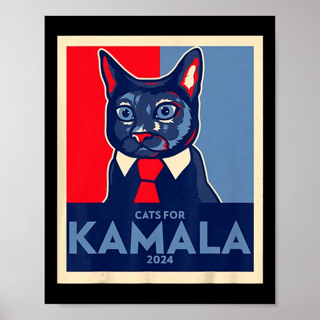 Affiche Enfant Lady Chat Vote Kamala Harris 2024 1 (Devant)