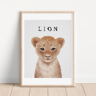 Affiche Enfant Lionceau Mignon Personnalisable 
