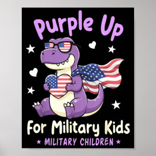 Affiche Enfant militaire dinosaure violet pour l'armée