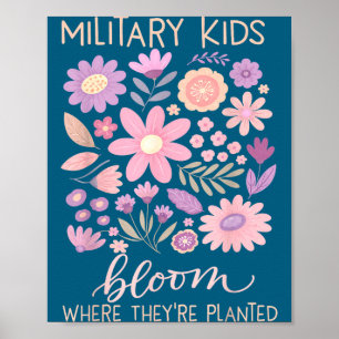 Affiche Enfant militaire pissenlit fleurir où planté viole