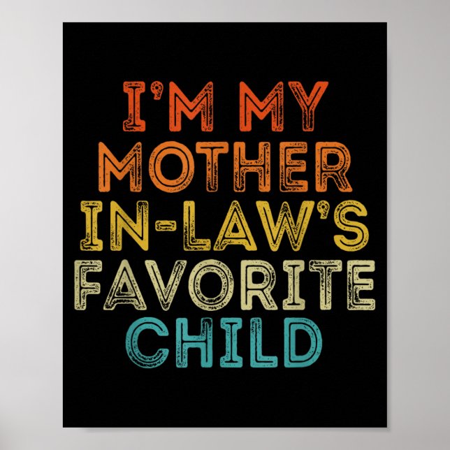 Affiche Enfant préféré de la belle-mère drôle parent rétro (Devant)