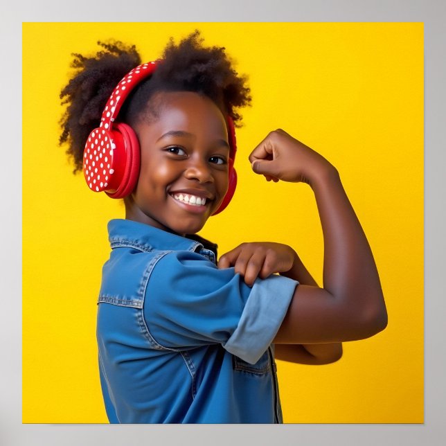 Affiche Enfant souriant avec casque rouge Autisme Neurodiv (Devant)