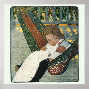 Affiche Enfant Vintage avec une poupée par Jessie Willcox