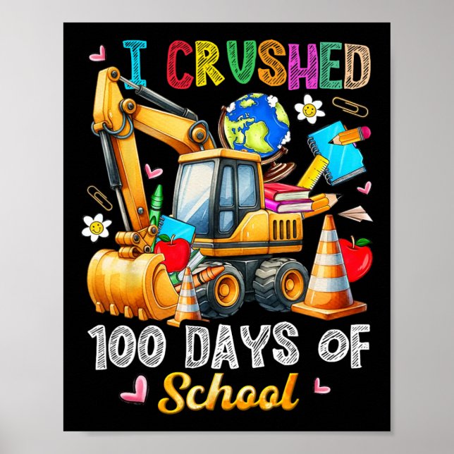 Affiche Enfants 100 Jours De Véhicule De Construction Scol (Devant)