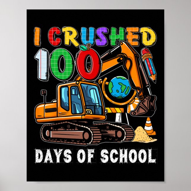 Affiche Enfants 100 Jours De Véhicule De Construction Scol (Devant)