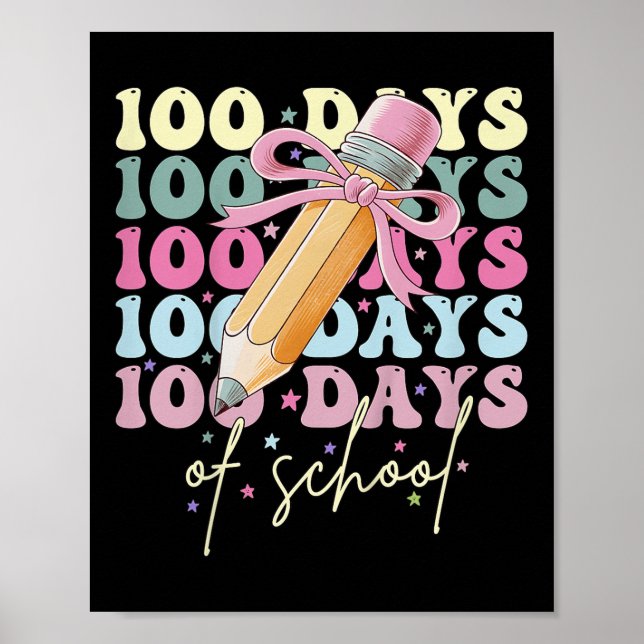 Affiche Enfants 100 Jours D'École Filles Coquette Bow 100e (Devant)