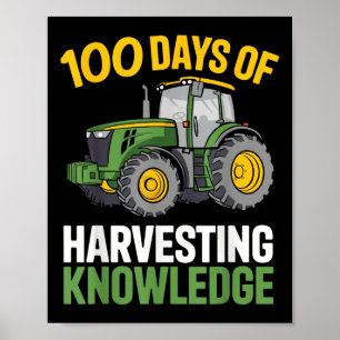 Affiche Enfants 100 Jours D'École Tracteur Garçon Agricult