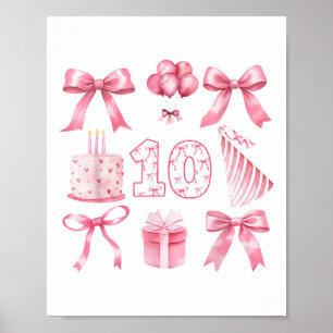 Affiche Enfants 10e Coquette fête d'anniversaire Dix ans G