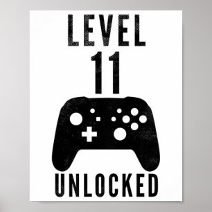 Affiche Enfants 11 ans Anniversaire Joueur Niveau 11 Déblo