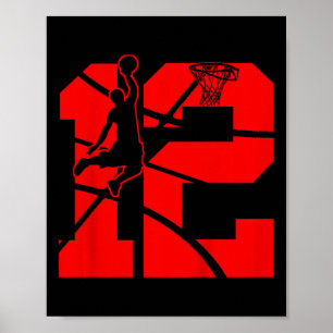Affiche Enfants 12 ans 12e Basketball fête d'anniversaireT